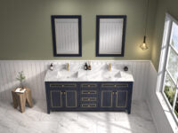 Legion Furniture 72" BLUE FINISH SINK VANITY CABINET WITH CARRARA WHITE TOP WV2272-B