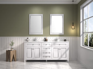Legion Furniture 72" WHITE FINISH SINK VANITY CABINET WITH CARRARA WHITE TOP WV2272-W