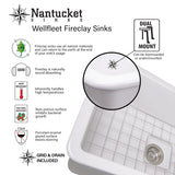 Nantucket Sinks 32-Inch Undermount Fireclay Kitchen Sink Wellfleet-3218W