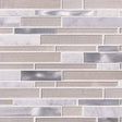 White wave interlocking 12X12 glass stone metal mesh mounted mosaic tile SMOT-SGLSMTIL-WHTWA4MM product shot multiple tiles angle view