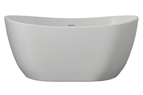 White freestanding bathtub against a gray wall