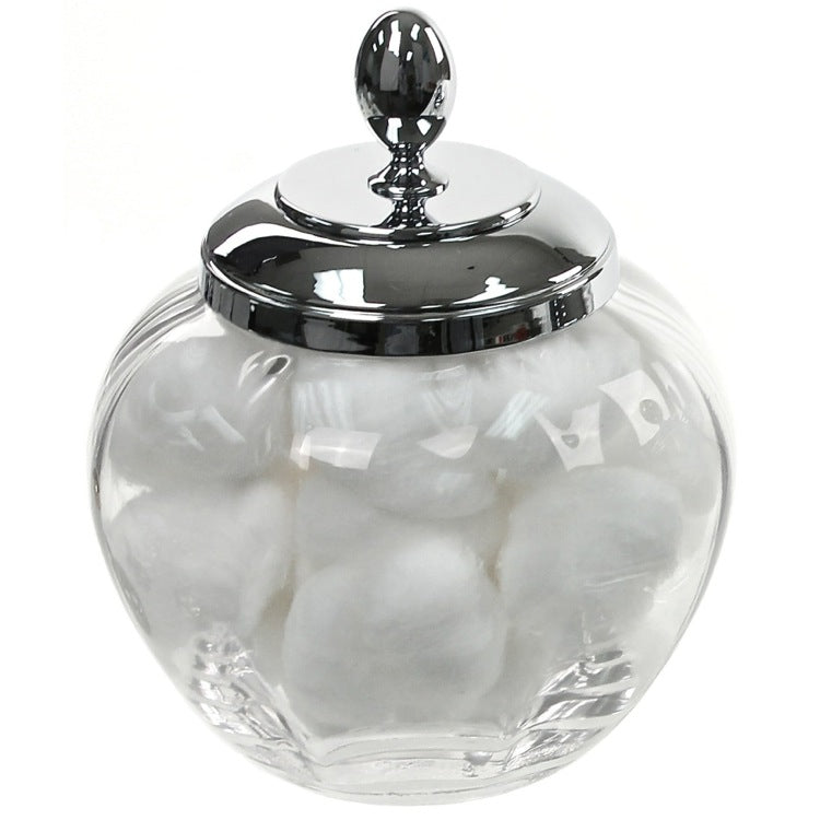 Round Clear Crystal Glass Cotton Ball Jar