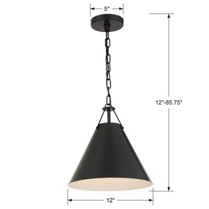 Xavier 1 Light Matte Black Mini Pendant XAV-B8301-MK