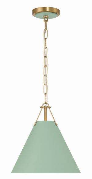 Xavier 1 Light Vibrant Gold + Green Mini Pendant XAV-B8301-VG-GR