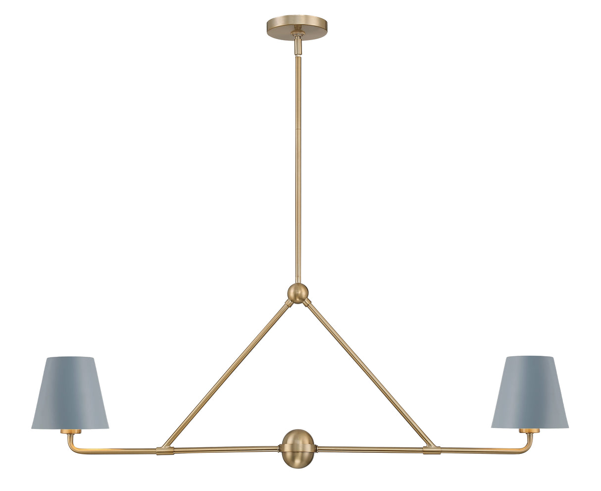 Xavier 2 Light Vibrant Gold + Blue Chandelier XAV-B9302-VG-BL