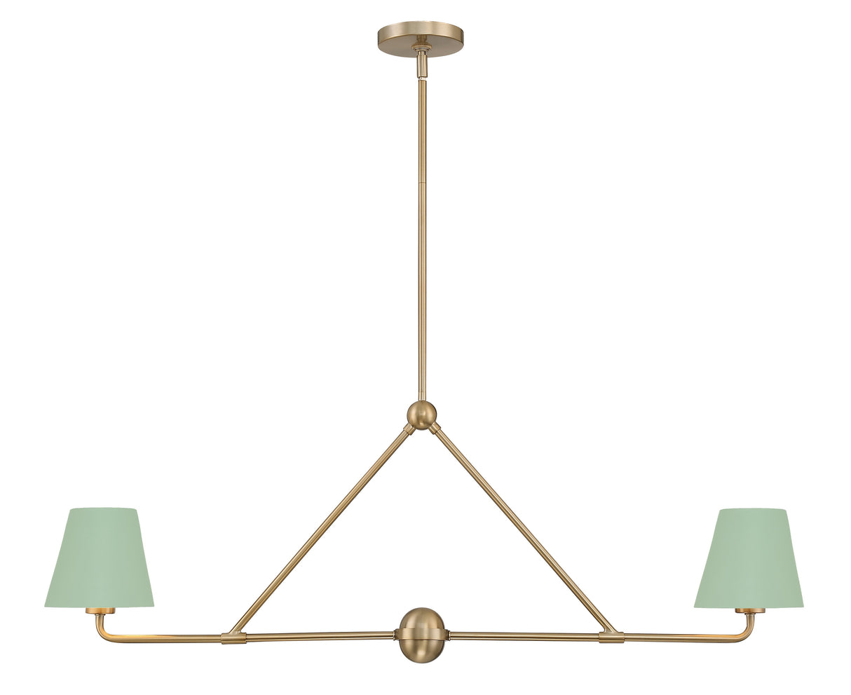 Xavier 2 Light Vibrant Gold + Green Chandelier XAV-B9302-VG-GR