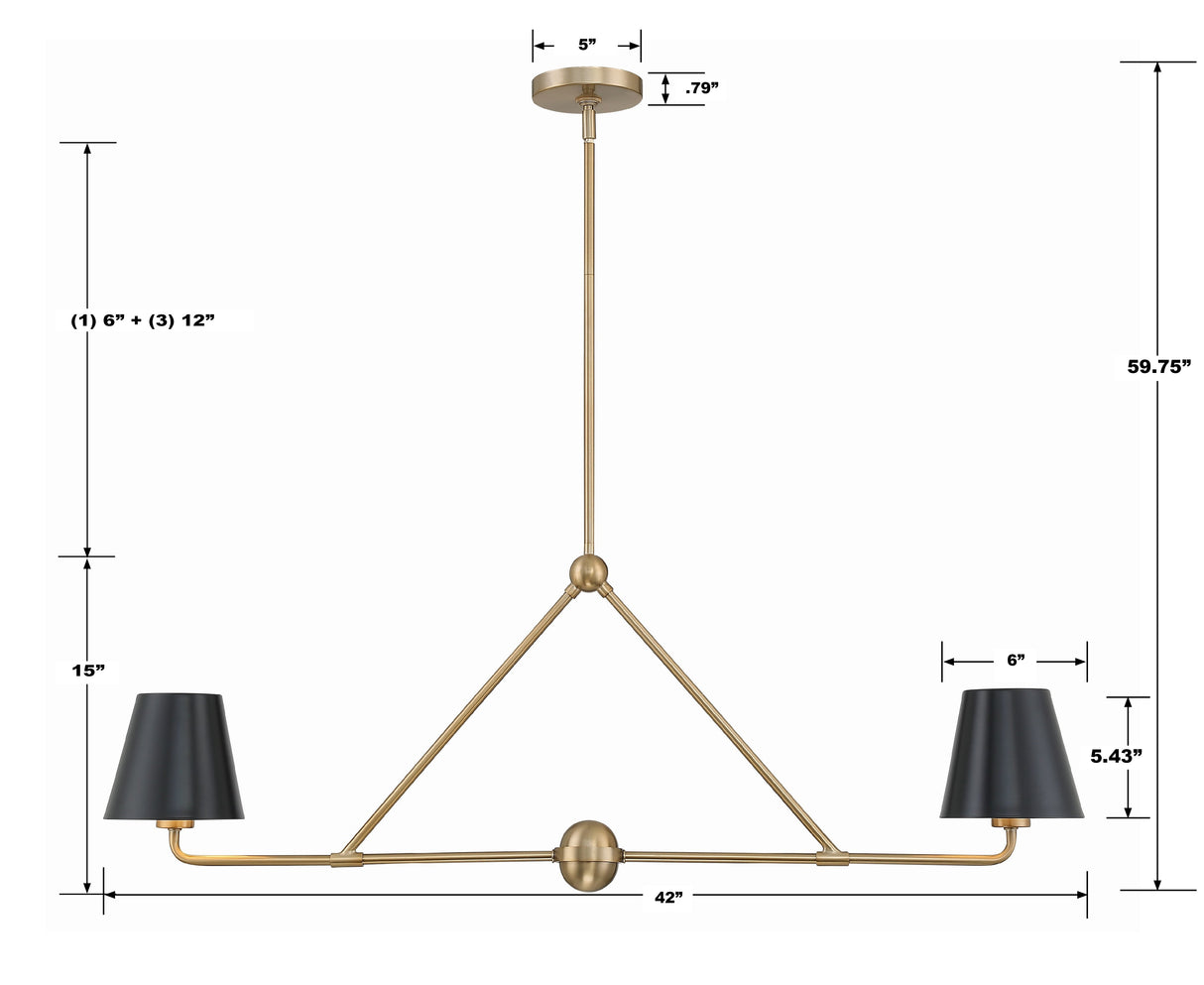 Xavier 2 Light Matte Black Chandelier XAV-B9302-MK