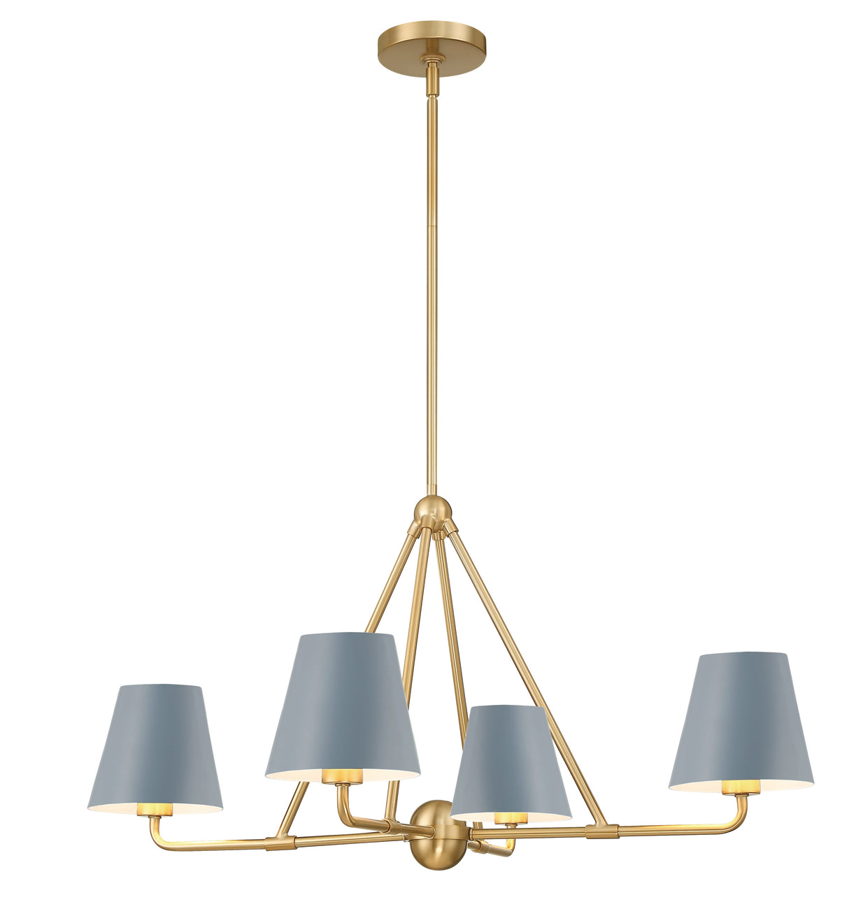 Xavier 4 Light Vibrant Gold + Blue Chandelier XAV-B9304-VG-BL