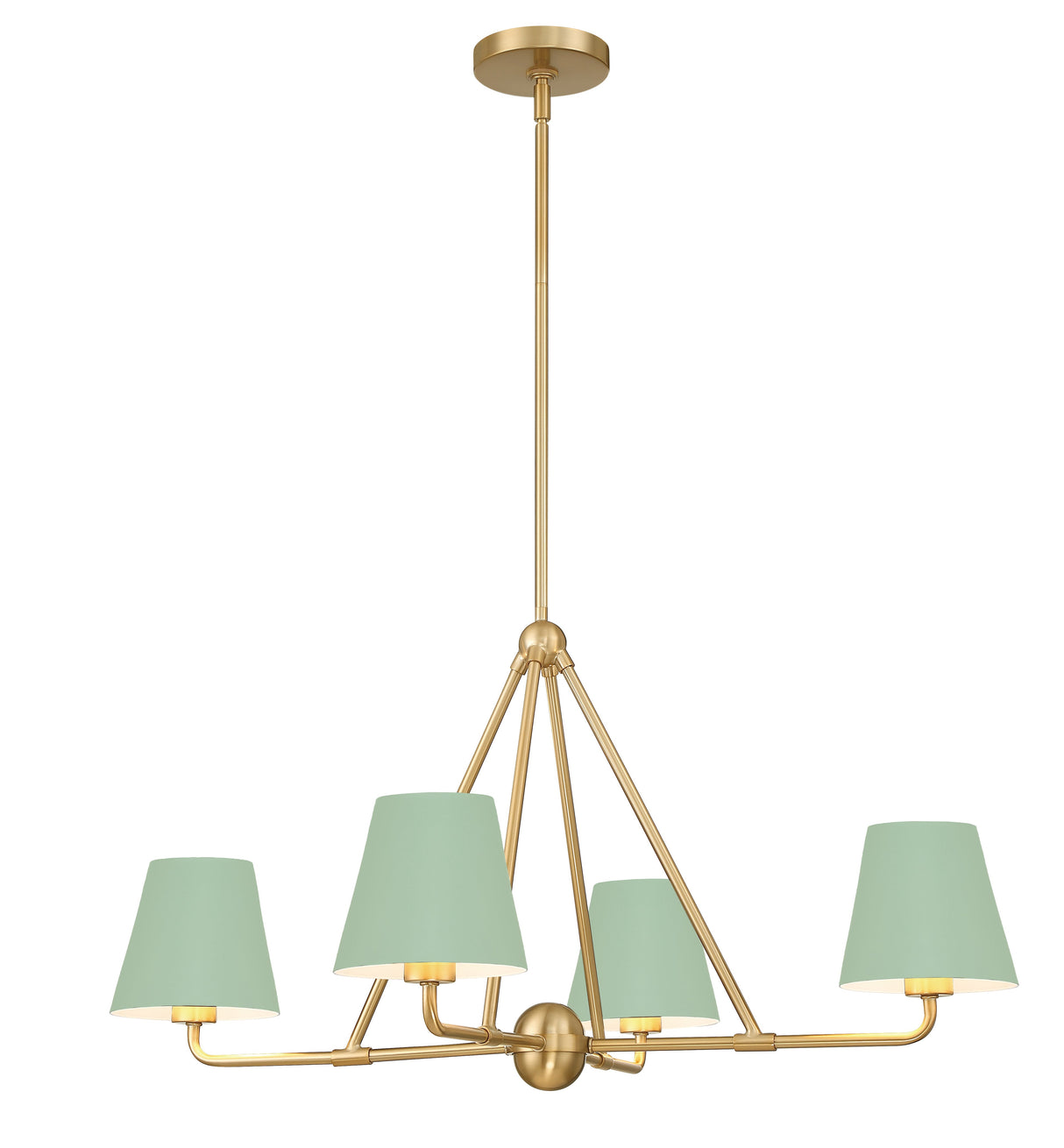 Xavier 4 Light Vibrant Gold + Green Chandelier XAV-B9304-VG-GR