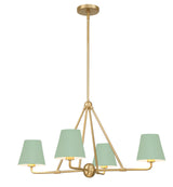 Xavier 4 Light Vibrant Gold + Green Chandelier XAV-B9304-VG-GR