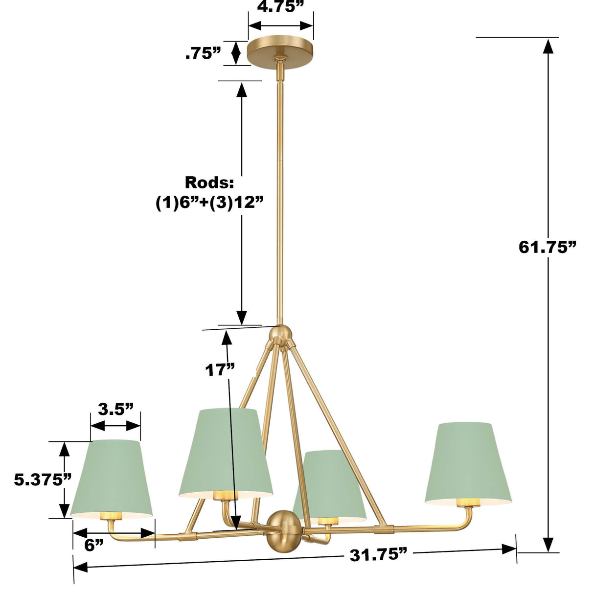 Xavier 4 Light Matte Black Chandelier XAV-B9304-MK