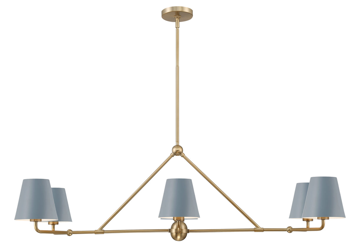 Xavier 6 Light Vibrant Gold + Blue Chandelier XAV-B9306-VG-BL