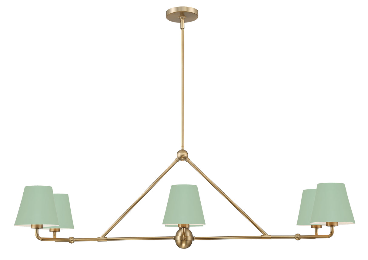 Xavier 6 Light Vibrant Gold + Green Chandelier XAV-B9306-VG-GR