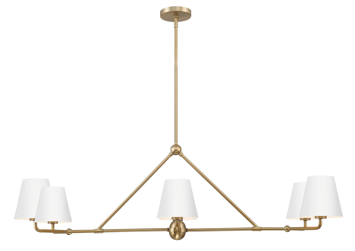 Xavier 6 Light Vibrant Gold + White Chandelier XAV-B9306-VG-WH