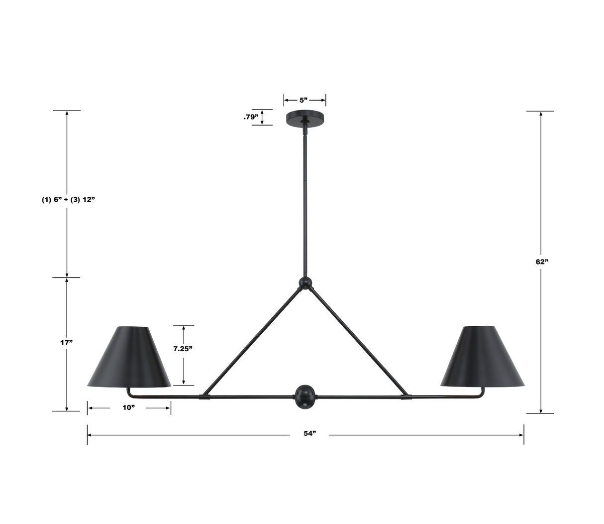 Xavier 4 Light Matte Black Chandelier XAV-B9307-MK