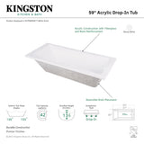 Aqua Eden XVTPN593017 59-Inch Acrylic Rectangular Drop-In Tub with Reversible Drain Hole, White