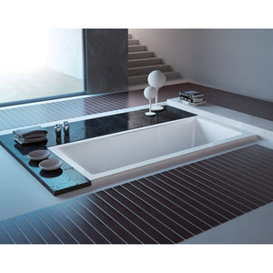 Aqua Eden XVTPN593017C 59-Inch Acrylic Rectangular Drop-In Tub with Center Drain Hole, White