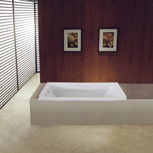 Aqua Eden XVTPN603020L 60-Inch Acrylic Rectangular Drop-In Tub with Left Hand Drain, White