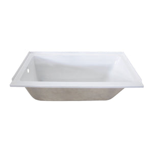 Aqua Eden XVTPN603020L 60-Inch Acrylic Rectangular Drop-In Tub with Left Hand Drain, White