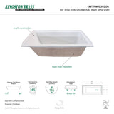 Aqua Eden XVTPN603020R 60-Inch Acrylic Rectangular Drop-In Tub with Right Hand Drain, White