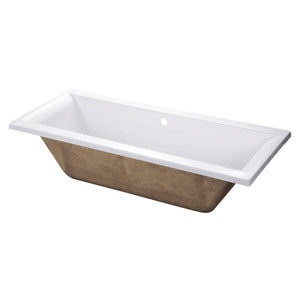 Aqua Eden XVTPN672817C 67-Inch Acrylic Rectangular Drop-In Tub with Center Drain Hole, White