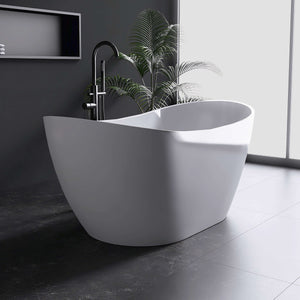 New England Home Goods Logan 60" Freestanding Tub in White - Stone Resin Solid Surface