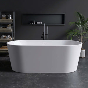 New England Home Goods Grace 67" Freestanding Tub in White - Stone Resin Solid Surface