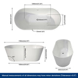 New England Home Goods 67" Lumina Freestanding acrylic bathtub