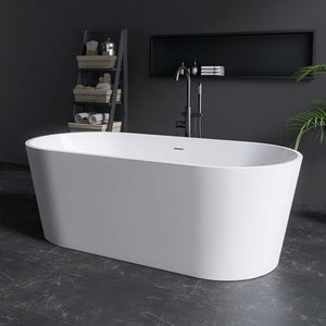 New England Home Goods Grace 67" Freestanding Tub in White - Stone Resin Solid Surface