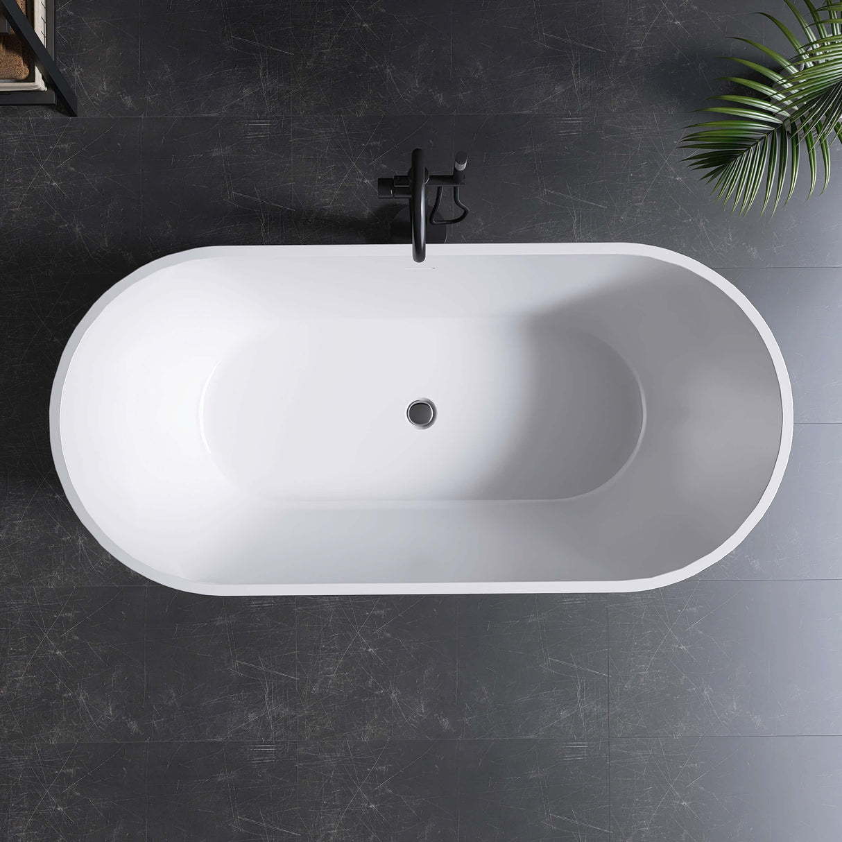 New England Home Goods Grace 67" Freestanding Tub in White - Stone Resin Solid Surface