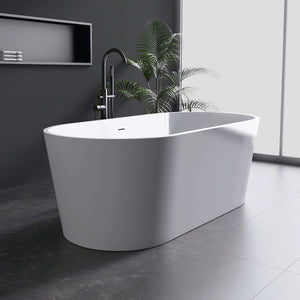 New England Home Goods Grace 67" Freestanding Tub in White - Stone Resin Solid Surface