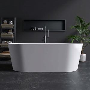 New England Home Goods Grace 67" Freestanding Tub in White - Stone Resin Solid Surface
