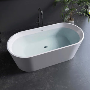 New England Home Goods Grace 67" Freestanding Tub in White - Stone Resin Solid Surface