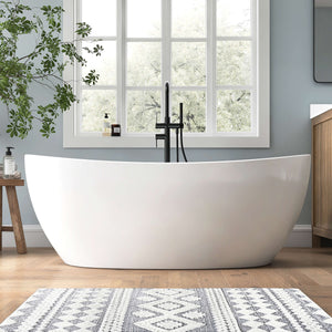 New England Home Goods Sinai 60" Freestanding Tub in White - Stone Resin Solid Surface