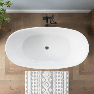 New England Home Goods Sinai 60" Freestanding Tub in White - Stone Resin Solid Surface