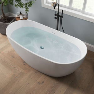 New England Home Goods Camps 65" Freestanding Tub in White - Stone Resin Solid Surface