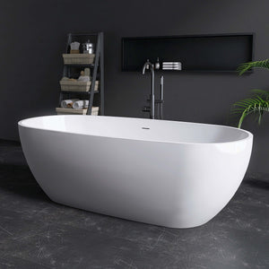 New England Home Goods Ararat 71" Freestanding Tub in White - Stone Resin Solid Surface