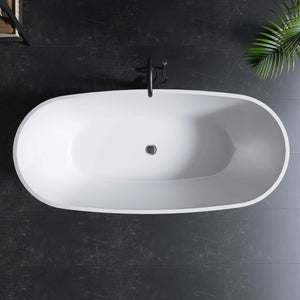 New England Home Goods Ararat 71" Freestanding Tub in White - Stone Resin Solid Surface