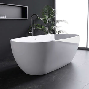 New England Home Goods Ararat 71" Freestanding Tub in White - Stone Resin Solid Surface