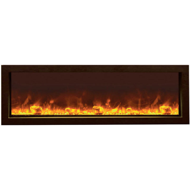 Amantii BI-50-SLIM-OD Panorama Slim Full View Smart Electric  - 50" Indoor /Outdoor WiFi Enabled Fireplace, featuring a MultiFunction Remote, Multi Speed Flame Motor, Glass Media & a Black Trim
