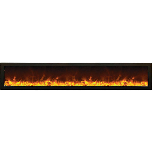 Amantii BI-50-SLIM-OD Panorama Slim Full View Smart Electric  - 50" Indoor /Outdoor WiFi Enabled Fireplace, featuring a MultiFunction Remote, Multi Speed Flame Motor, Glass Media & a Black Trim
