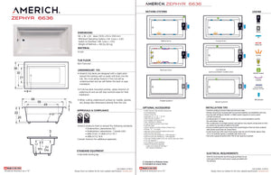 Americh ZP6636TA5-BI Zephyr 6636 - Tub Only / Airbath 5 - Biscuit