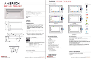 Americh ZP7236ADATA5-BI Zephyr 7236 ADA - Tub Only / Airbath 5 - Biscuit