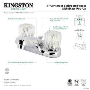 ZKB161B 4-Inch Centerset Bathroom Faucet with Brass Pop-Up, Polished Chrome
