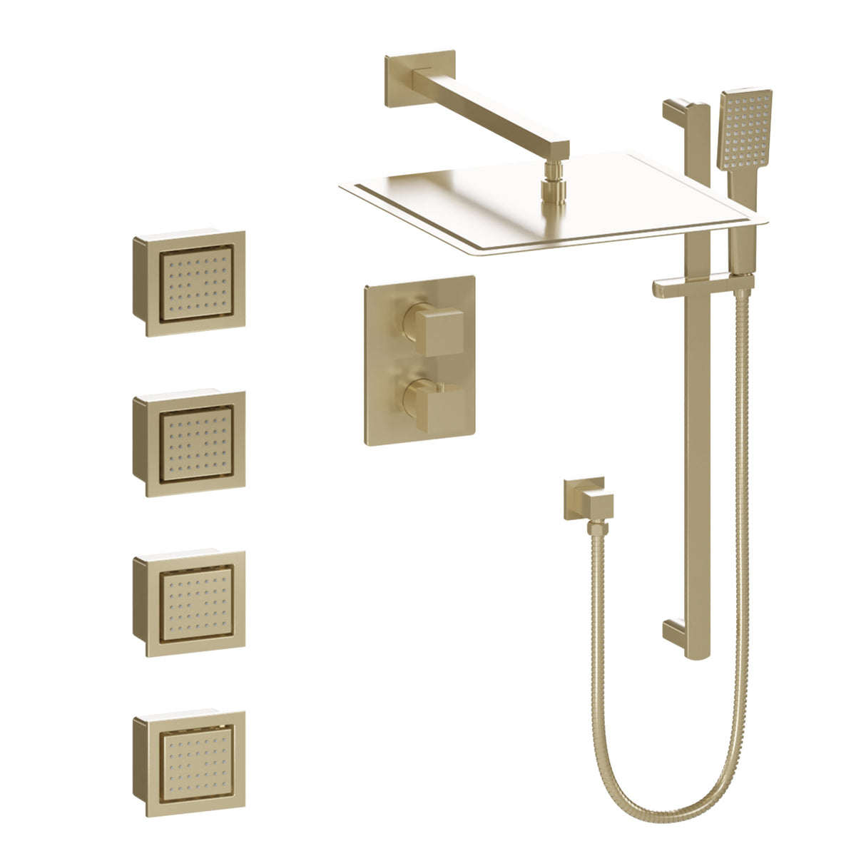ZLINE Crystal Bay Thermostatic Shower System with Body Jets, color options available (CBY-SHS-T3)-Shower Systems-CBY-SHS-T3-CB ZLINE Kitchen and Bath