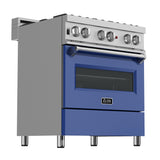 ZLINE 30 in. 4.0 cu. ft. Dual Fuel Range with Gas Stove and Electric Oven in All Fingerprint Resistant Stainless Steel with Blue Matte Door (RAS-BM-30)