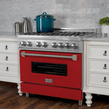 ZLINE 36 in. Professional Dual Fuel Range in Fingerprint Resistant Stainless Steel with Red Matte Door (RAS-RM-36)