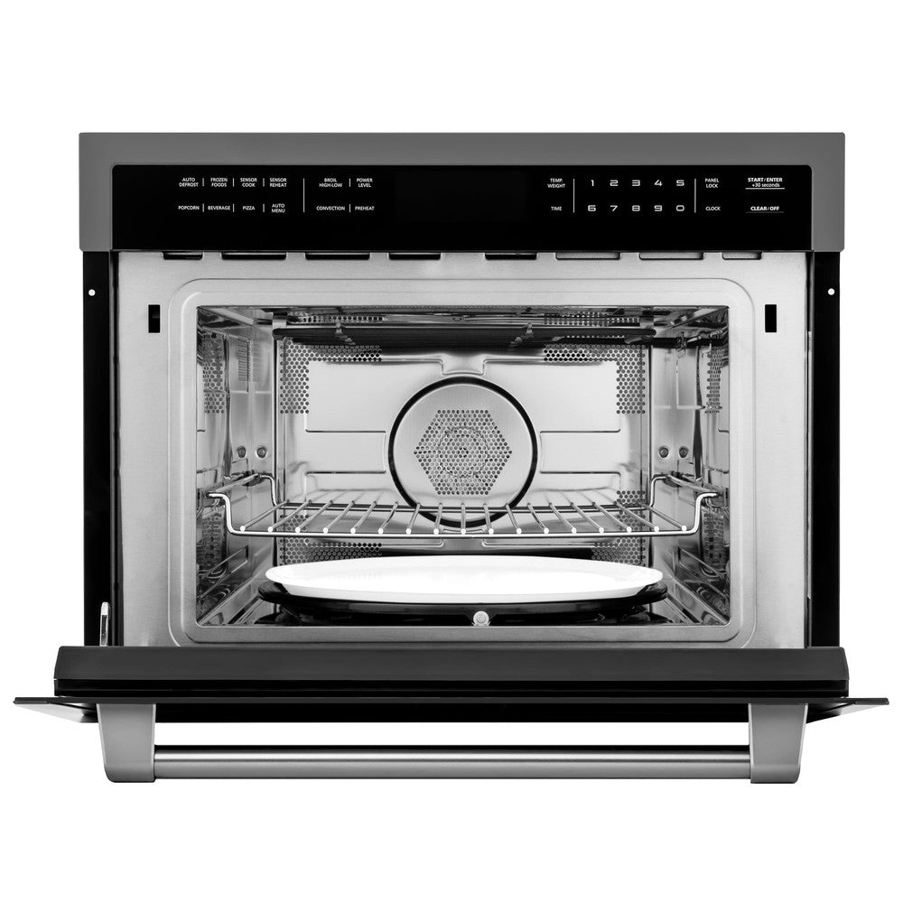 ZLINE 24 in. Black Stainless Steel Built-in Convection Microwave Oven with Speed and Sensor Cooking (MWO-24-BS)