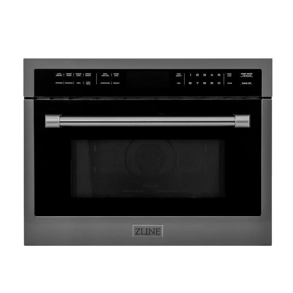 ZLINE 24 in. Black Stainless Steel Built-in Convection Microwave Oven with Speed and Sensor Cooking (MWO-24-BS)