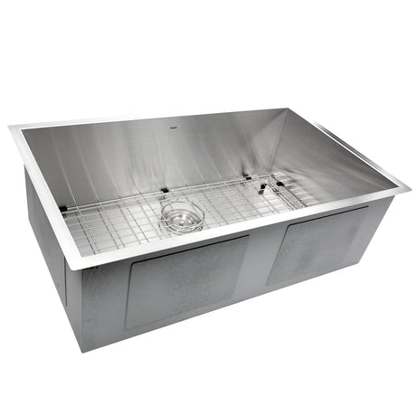 Nantucket Sinks' ZR3219-16 - 32 Inch Pro Series Large Rectangle Single Bowl Undermount Zero Radius Stainless Steel Kitchen Sink